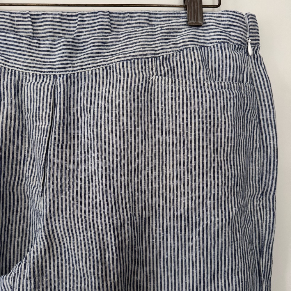 J. Jill 100% linen wide leg pinstripe pants size Medium Petite - Picture 2 of 8